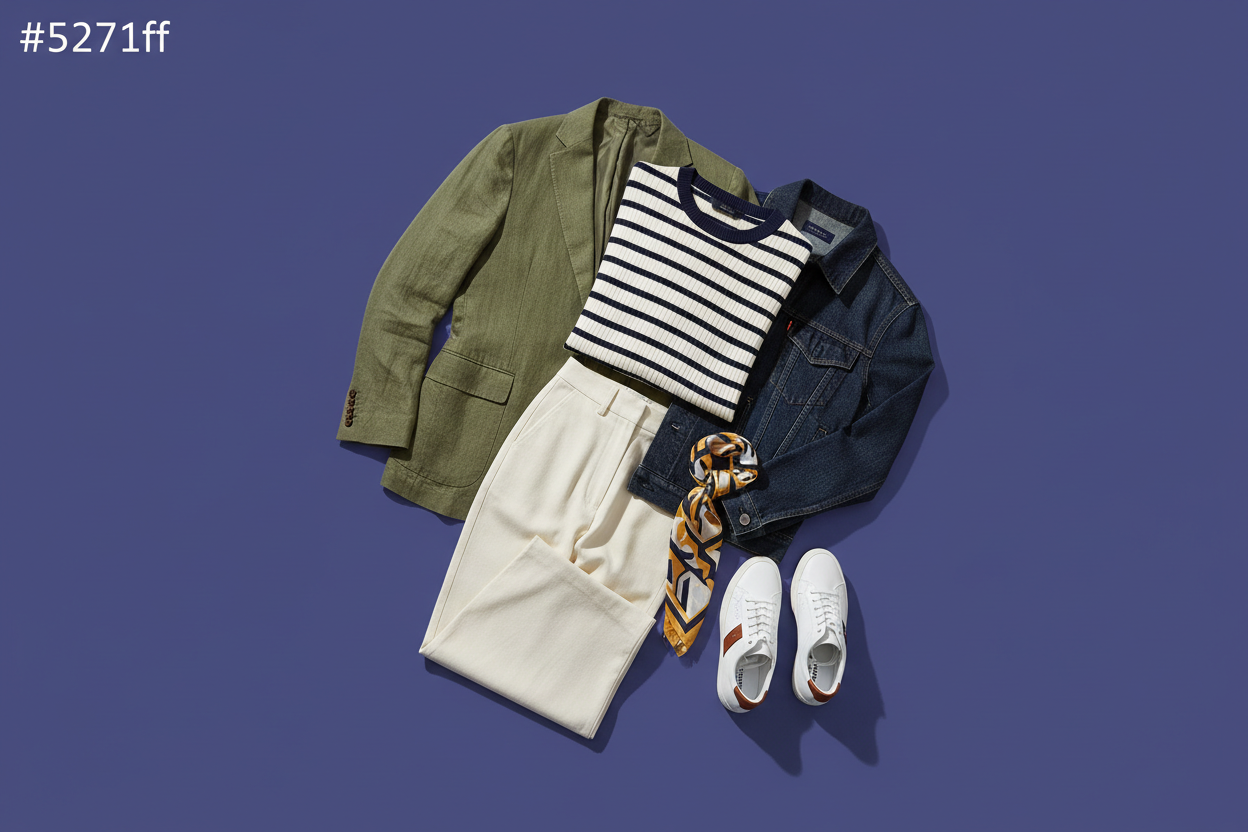 afbeelding van kleding met #5271ff achtergond kleur